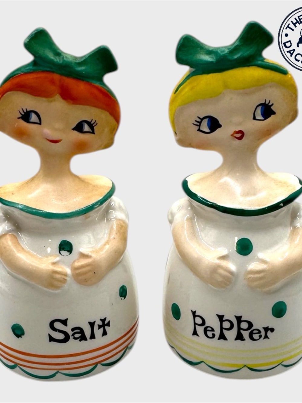 Vintage MG Ceramic Girls Salt & Pepper Shakers